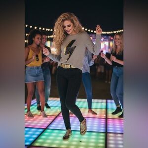 Saks Fifth Avenue Gray Sequin Lightning Bolt Sweater Small